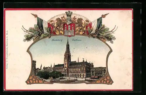 AK Hamburg, 16. Deutsches Bundesschiessen 1909, Rathaus