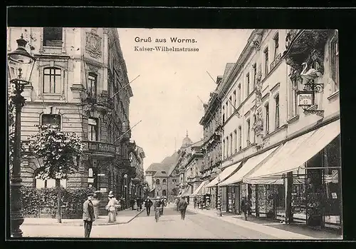AK Worms, Blck in die Kaiser-Wilhelmstrasse
