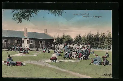 AK Lager Lechfeld, Französische Kriegsgefangene im Lager Lechfeld