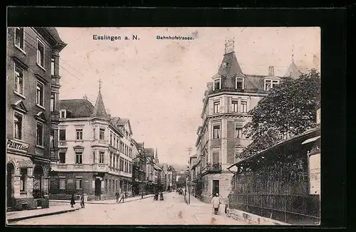 AK Esslingen a. N., Blick in die Bahnhofstrasse
