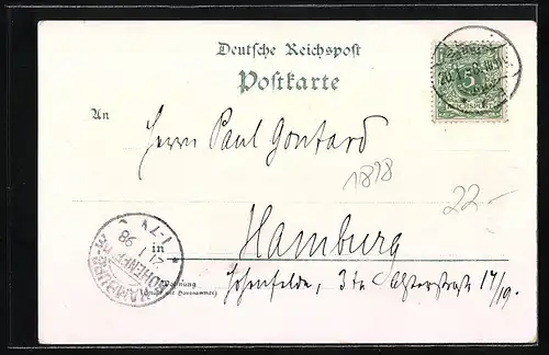 Lithographie Jena, Rathaus, Kriegerdenkmal, Forsthaus