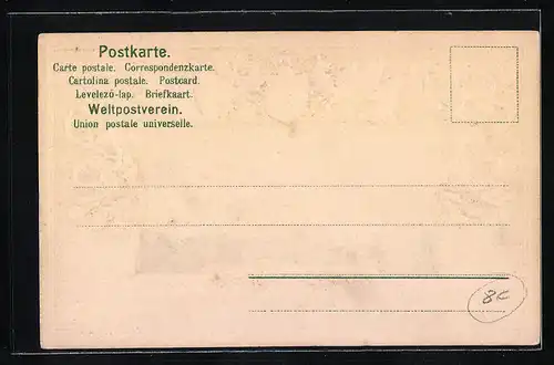 Passepartout-Lithographie München, Totalansicht, Wappen