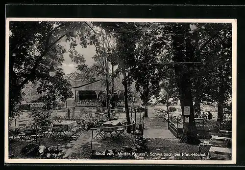 AK Schwalbach, Gasthaus Mutter Krauss mit Gartenlokal