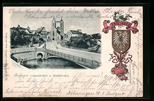 AK Esslingen, Agnesbrücke und Stadtkirche, Wappen