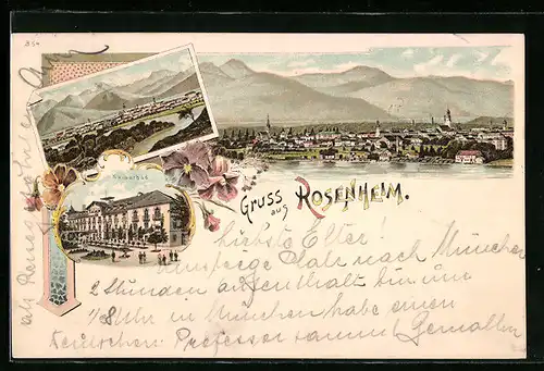 Lithographie Rosenheim, Kaiserbad, Gesamtansichten