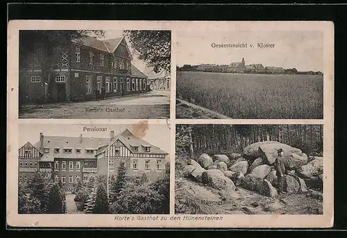 AK Berge, Kortes Gasthof zu den Hünensteinen, Kloster, Pensionat