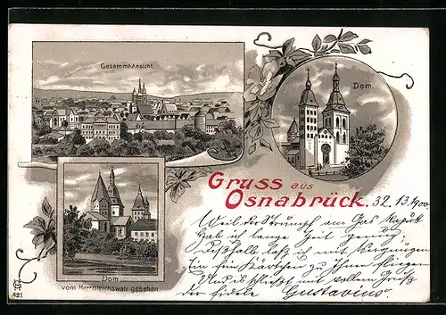 Lithographie Osnabrück, Dom, Ortsansicht