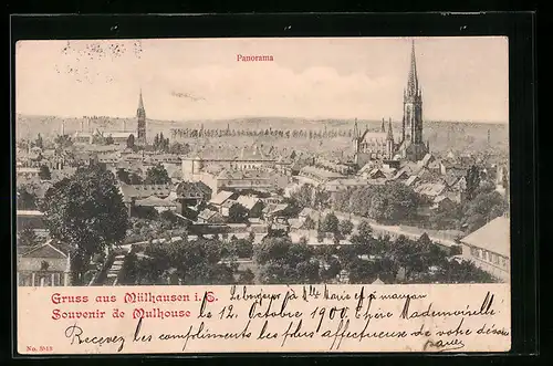 AK Mülhausen i. E., Ortsansicht aus der Vogelschau