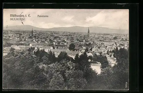 AK Mülhausen i. E., Ortsansicht aus der Vogelschau