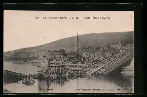 AK Thann, La Grande Guerre 1914-15, Pont bombardé