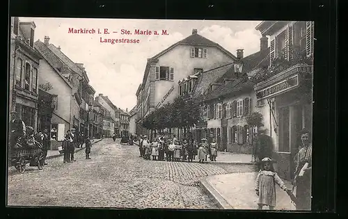AK Markirch i. E., Langstrasse mit Kindern