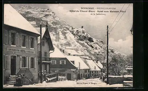 AK Diedolshausen, Hôtel du Cheval-Blanc et le Judenburg