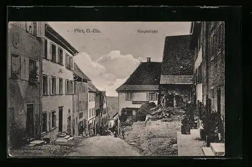 AK Pfirt, Partie an der Hauptstrasse