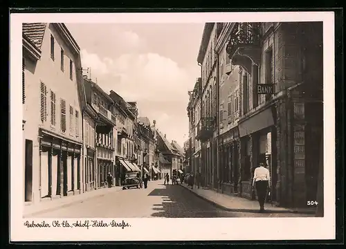 AK Gebweiler /Ob.-Els., Strasse mit Bank