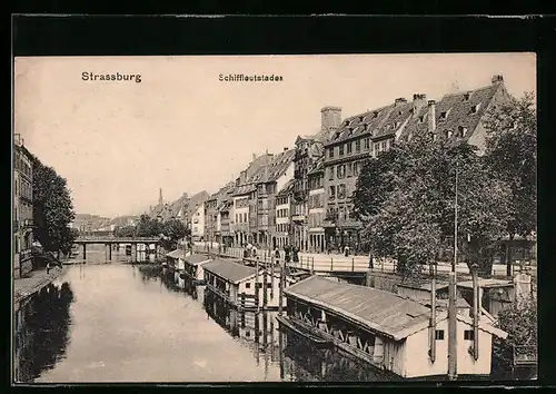 AK Strassburg, Schiffleutstaden, Häuserpartie am Fluss