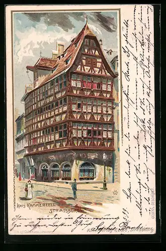 Lithographie Strassburg i. E., Haus Kammerzell