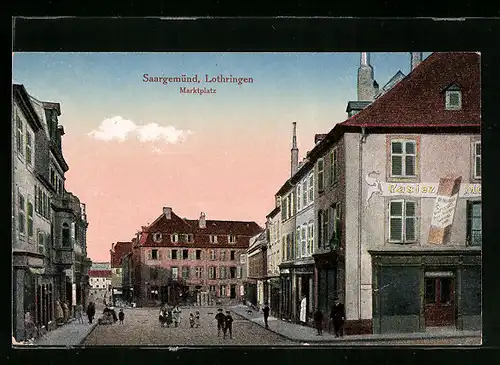 AK Saargemünd, Marktplatz aus der Vogelschau