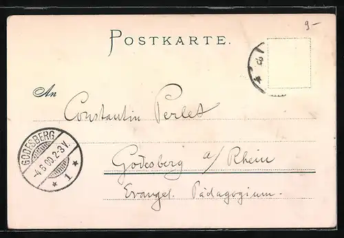 Künstler-AK Metz, Ortspartie mit Mittelbrücke