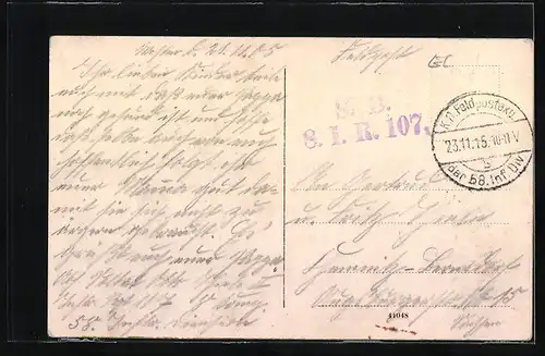 AK Finstingen, Ortsansicht mit Saarbrücke