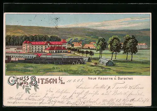 Lithographie Bitsch, Neue Kaserne & Baracken