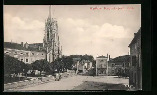 AK Delm, Ortspartie mit Kirche
