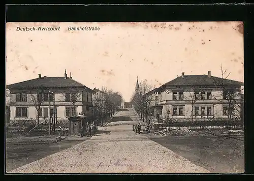 AK Deutsch-Avricourt, Bahnhofstrasse mit Kirche