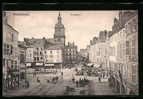 AK Diedenhofen, Marktplatz aus der Vogelschau