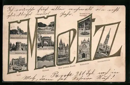 AK Metz, Dom, Rathaus, Kathedrale, Garnisonkirche