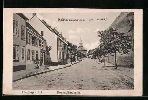 AK Finstingen i. L., Rommelfingerstrasse mit Bäumen