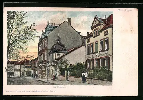 AK Mörchingen, Kapellenstrasse mit Anwohnern