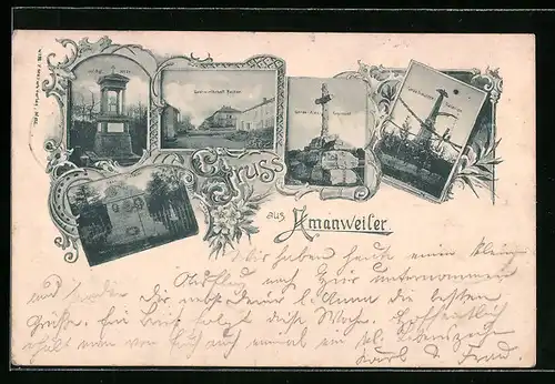 AK Amanweiler, Gasthaus Becker, Infanterie-Regiment No. 84, Garde-Schützen-Batallion