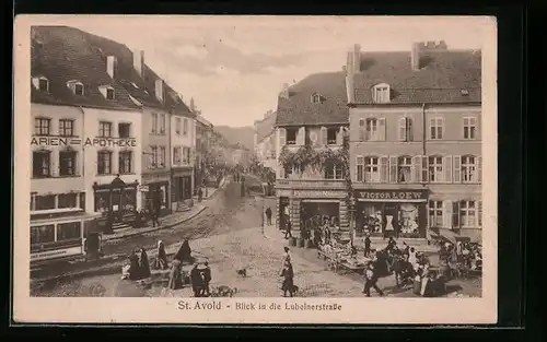 AK St. Avold, Blick in die Lublerstrasse mit Apotheke