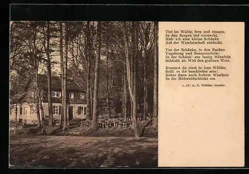 AK Neustadt i. Sa., Hohwaldschänke, mit Gedicht