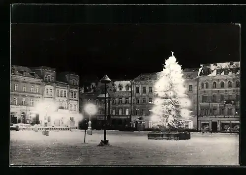 AK Sebnitz, Stadplatz mit Weihnachtsbaum