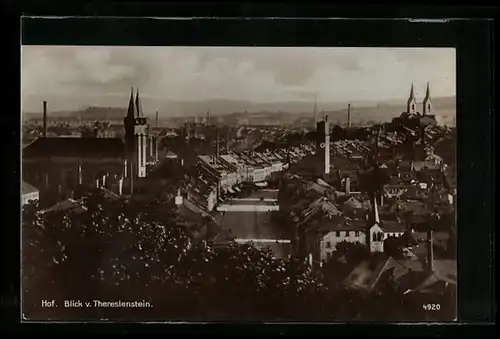 AK Hof i. B., Blick v. Gasthof Theresienstein