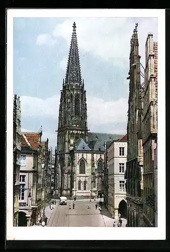 AK Münster /Westf., Blick zur Lambertikirche