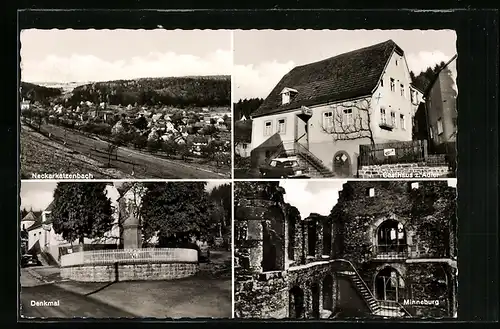 AK Neckarkatzenbach, Gasthaus und Pension zum Adler, Minneburg, Denkmal