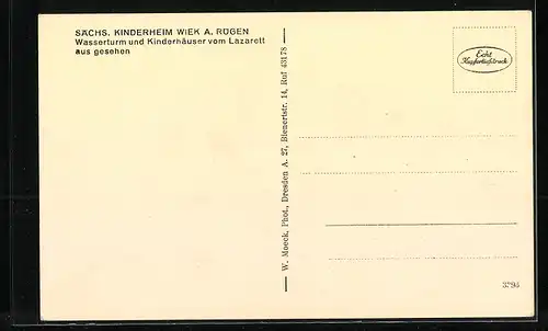 AK Wiek a. Rügen, Sächsisches Kinderheim, Wasserturm und Kinderhäuser vom Lazarett aus gesehen