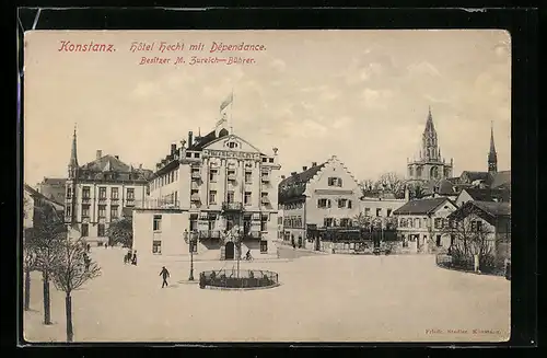 AK Konstanz, Hotel Hecht mit Dépendance von M. Zureich-Bührer