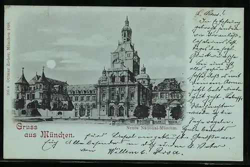 Mondschein-AK München, Neues National-Museum
