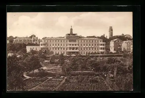 AK Darmstadt, Diakonissenhaus Elisabethenstift, Krankenhaus von der Gervinus-Strasse aus gesehen