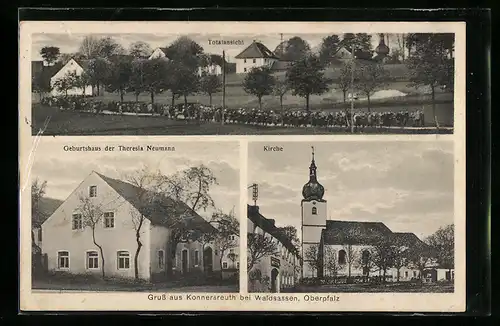 AK Konnersreuth b. Waldsassen, Geburtshaus d. Therese Neumann, Kirche