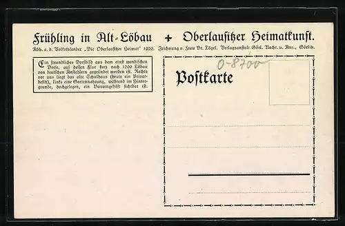 Künstler-AK Löbau /S., Dorfpartie mit historischen Häusern