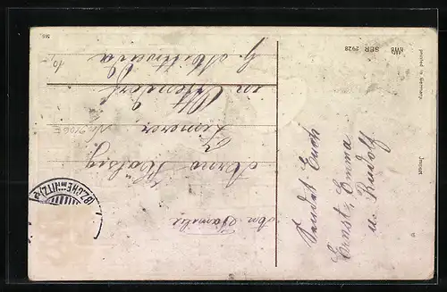 AK Zwerge laufen mit der Laterne durch den nächtlichen Ort, Frohes Neujahr!