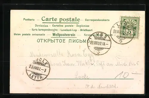 AK Englein mit Frau am Band