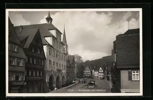 Künstler-AK Calw, Marktplatz und Rathaus