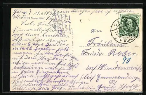 Künstler-AK Calw, Marktplatz und Rathaus