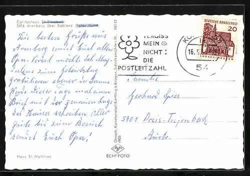 AK Arenberg über Koblenz, Caritashaus