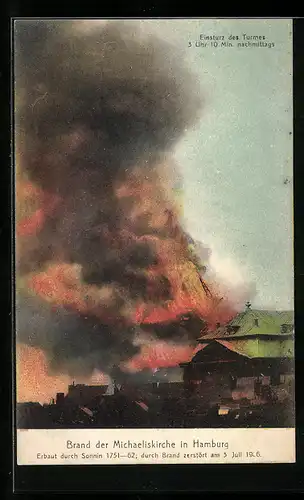 AK Hamburg-Neustadt, Brand der Michaeliskirche 3. Juli 1906