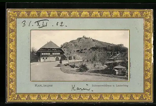 Passepartout-AK Karlsruhe, Schwarzwaldhaus und Lauterberg